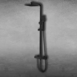 Robinet De Douche|Laneri COLONNE DE DOUCHE PONT EN ACIER NOIR MAT, THERMOSTATIQUE