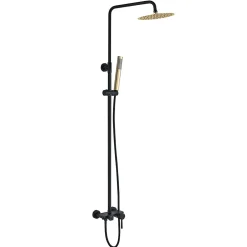 Colonne De Douche Mécanique|Kibath Colonne de douche ronde monocommande 3 voies OSO, 96-136 cm, finition BLACK GOLD mat, en laiton