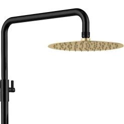 Colonne De Douche Mécanique|Kibath Colonne de douche ronde monocommande 3 voies OSO, 96-136 cm, finition BLACK GOLD mat, en laiton