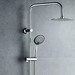 Kibath Colonne de douche ronde monocommande RAPIDA avec finition chromée brillante en laiton