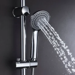 Colonne De Douche Mécanique|Kibath Colonne de douche ronde monocommande PIN, 80-120 cm, finition chrome poli, en laiton