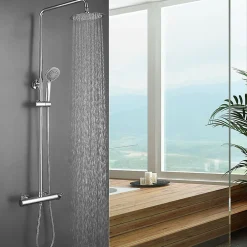 Colonne De Douche Mécanique|Kibath Colonne de douche ronde monocommande TOR, 83-126 cm, finition chrome poli, en laiton