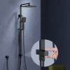Homelody Colonne de Douche sans Mitigeur Systeme de Douche avec Douchette Set Kit de Douche en Acier Inox Noir Réglable en Hauteur