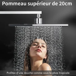Colonne De Douche Sans Robinetterie|Homelody Colonne de Douche sans Mitigeur Systeme de Douche avec Douchette Set Kit de Douche en Acier Inox Réglable en Hauteur Chromé