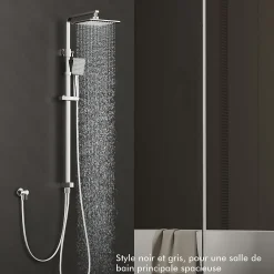 Colonne De Douche Sans Robinetterie|Homelody Colonne de Douche sans Mitigeur Systeme de Douche avec Douchette Set Kit de Douche en Acier Inox Réglable en Hauteur Chromé