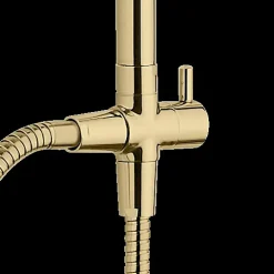 Colonne De Douche Sans Robinetterie|Wenko Colonne de douche sans robinetterie avec douchette + pomme de tête + barre réglable + flexible, doré, Young Line