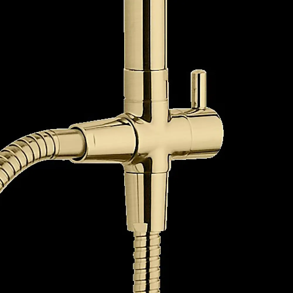 Colonne De Douche Sans Robinetterie|Wenko Colonne de douche sans robinetterie avec douchette + pomme de tête + barre réglable + flexible, doré, Young Line