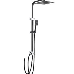 Auralum Max Colonne de douche sans robinetterie avec pommeau + douchette+ flexible + barre réglable, Noir