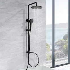 Robinet De Douche|Cecipa Max Colonne de douche sans robinetterie avec pommeau + douchette+ flexible + barre réglable, Noir