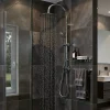 GoodHome Colonne de douche sans robinetterie avec pommeau + barre réglable + douchette 1 jet + flexible chrome Blyth