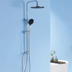 Colonne De Douche Sans Robinetterie|Sofetiy Max Colonne de douche sans robinetterie avec pommeau + douchette 4 jets + flexible + barre réglable, chromé