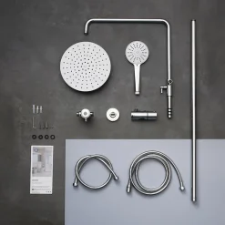 Cecipa Max Colonne de douche sans robinetterie avec pommeau + douchette+ flexible + barre réglable