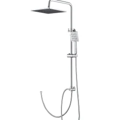 Sofetiy Max Colonne de douche sans robinetterie avec pommeau + douchette+ flexible + barre réglable, chrome