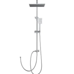 Sofetiy Max Colonne de douche sans robinetterie avec pommeau + douchette+ flexible + barre réglable, chrome