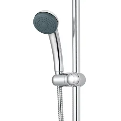 Colonne De Douche Sans Robinetterie| Colonne de douche sans robinetterie avec pommeau + douchette 1 jet + support + flexible 150 cm en inox chromé Nakri