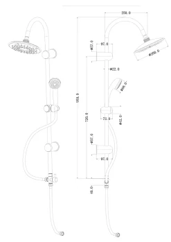 Colonne De Douche Sans Robinetterie| Colonne de douche sans robinetterie avec pommeau + douchette 1 jet + support + flexible 150 cm en inox chromé Nakri
