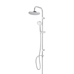 GoodHome Colonne de douche sans robinetterie avec pommeau + douchette 3 jets + flexible + barre réglable chrome Cavally
