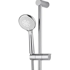 GoodHome Colonne de douche sans robinetterie avec pommeau + douchette 3 jets + flexible + barre réglable chrome Cavally