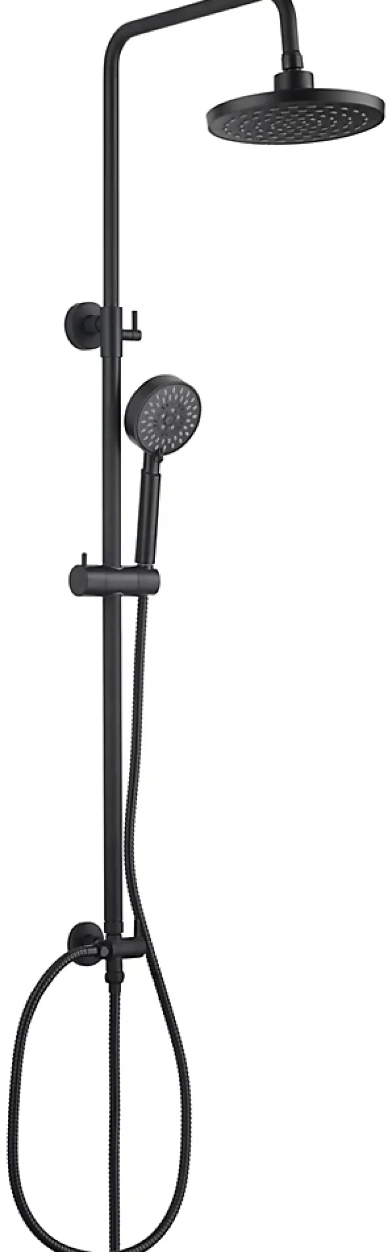 Colonne De Douche Sans Robinetterie|Edouard Rousseau Colonne de douche sans robinetterie avec pommeau + douchette 5 jets Hera + flexible + barre réglable, noir, Hera