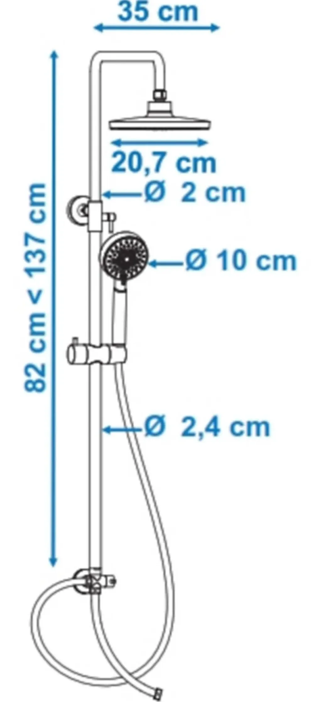 Colonne De Douche Sans Robinetterie|Edouard Rousseau Colonne de douche sans robinetterie avec pommeau + douchette 5 jets Hera + flexible + barre réglable, noir, Hera