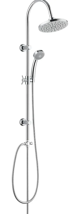 Edouard Rousseau Colonne de douche sans robinetterie avec pommeau + douchette 1 jet + flexible + barre réglable, chrome, Manolia