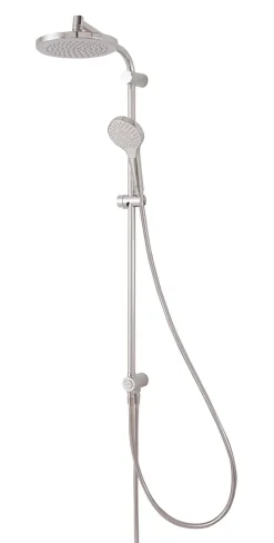 Hansgrohe Colonne de douche sans robinetterie avec douchette 3 jets + flexible + barre réglable, chrome, Reno 220 surface
