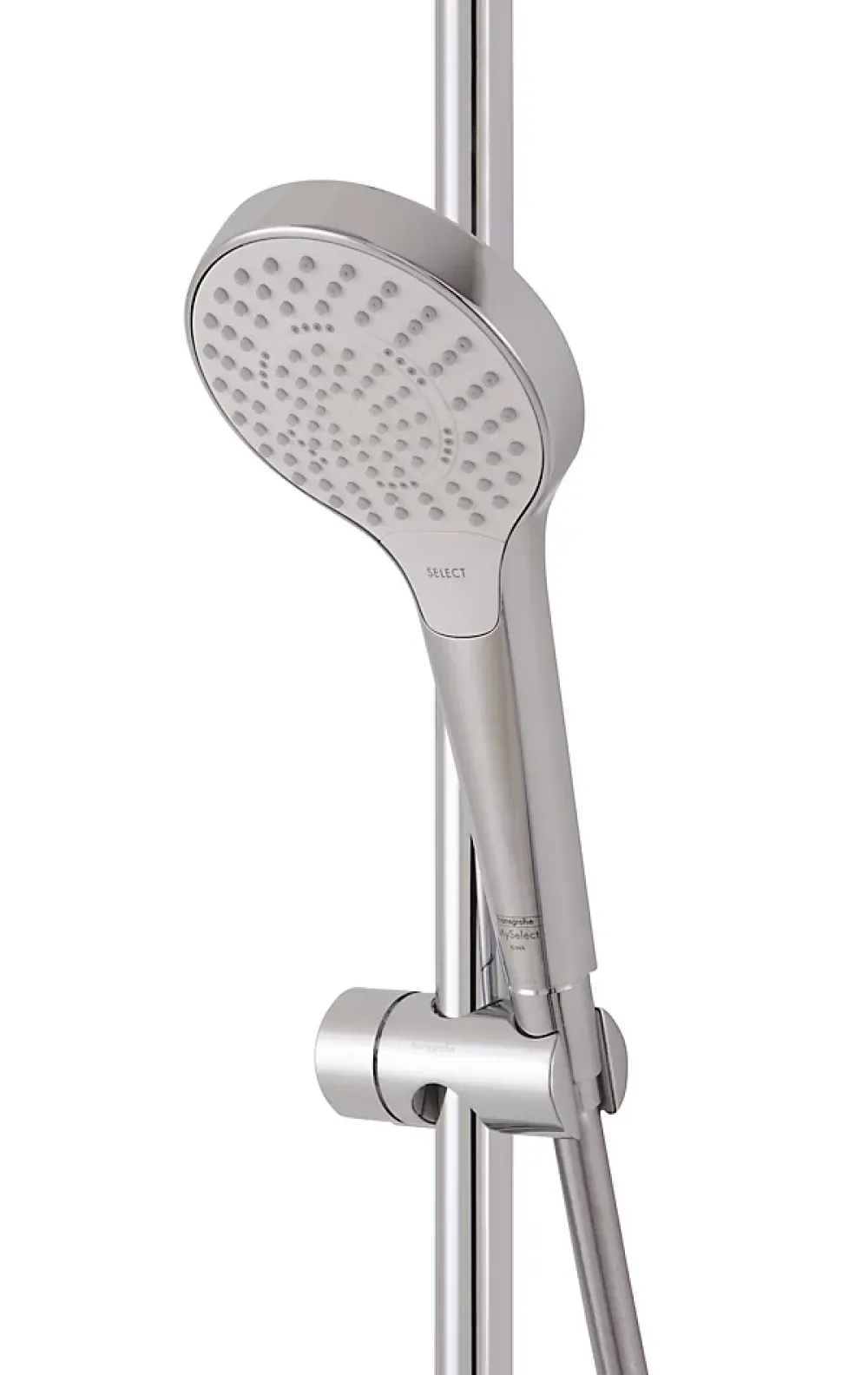 Hansgrohe Colonne de douche sans robinetterie avec douchette 3 jets + flexible + barre réglable, chrome, Reno 220 surface