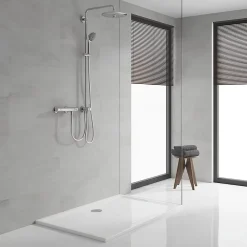 Grohe Colonne de douche sans robinetterie avec pommeau + douchette 3 jets + flexible + barre réglable, chrome, Vitalio Joy System 260