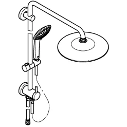 Grohe Colonne de douche sans robinetterie avec pommeau + douchette 3 jets + flexible + barre réglable, chrome, Vitalio Joy System 260