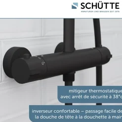 Colonne De Douche Thermostatique|Schütte Colonne de douche MADURA FRESH noir mat