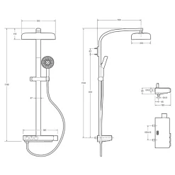 Colonne De Douche Thermostatique|Jacob Delafon Colonne de douche thermostatique Grands Boulevards avec tablette en verre laiton brossé