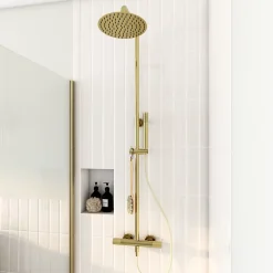GoodHome Colonne de douche thermostatique, doré, Owens