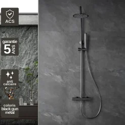 Imex Colonne de Douche Thermostatique Anti-Calcaire Black Gun Métal NAPOLES BTN047/BGM