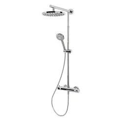 Schulte Colonne de douche thermostatique avec pommeau + douchette + flexible + barre réglable, coloris chrome, Rain