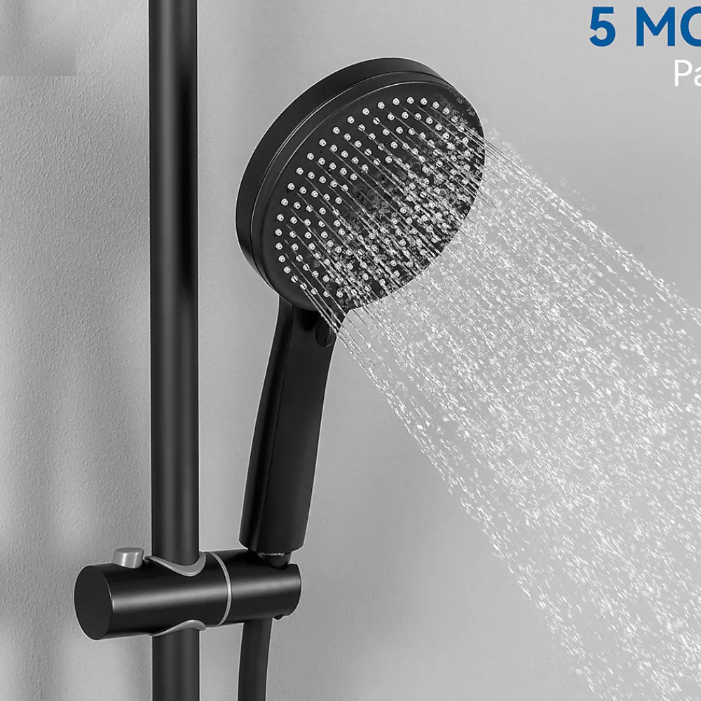 Sofetiy Max Colonne de Douche Thermostatique 5 Fonctions, Ensemble de Douche Noir, Douche avec Tête de Douche de 12 pouces