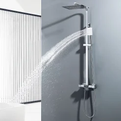 Auralum Max Colonne de Douche Thermostatique 3 Fonctions, Ensemble de Douche Chrome avec pomme Douchette Robinet de Baignoire