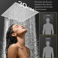 Homelody Colonne de Douche Thermostatique Ensemble de Douche Corps en Laiton Hauteur Réglable 855-1105mm Système de Douche