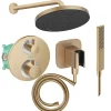 Colonne De Douche Encastrable|Hansgrohe Colonne de douche thermostatique Ecostat S Douche de tête Pulsify S Flexible Isiflex Douchette Pulsify E bronze brossé