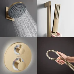 Colonne De Douche Encastrable|Hansgrohe Colonne de douche thermostatique Ecostat S Douche de tête Pulsify S Flexible Isiflex Douchette Pulsify E bronze brossé