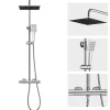 Colonne De Douche Thermostatique|Auralum Max Colonne de Douche Thermostatique avec mitigeur , Ensemble de Douche Noir, Douche avec Tête de Douche de 12 pouce