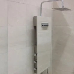 Colonne De Douche Hydromassante|Valentin Colonne de douche thermostatique hydromassante mini prête à carreler, en aluminium anodisé, Batidouche