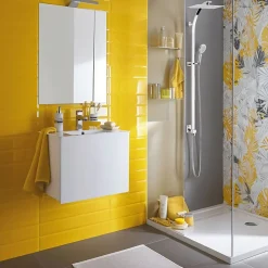Valentin Colonne de douche thermostatique avec pomme de tête, douchette et flexible, chrome, Inouie