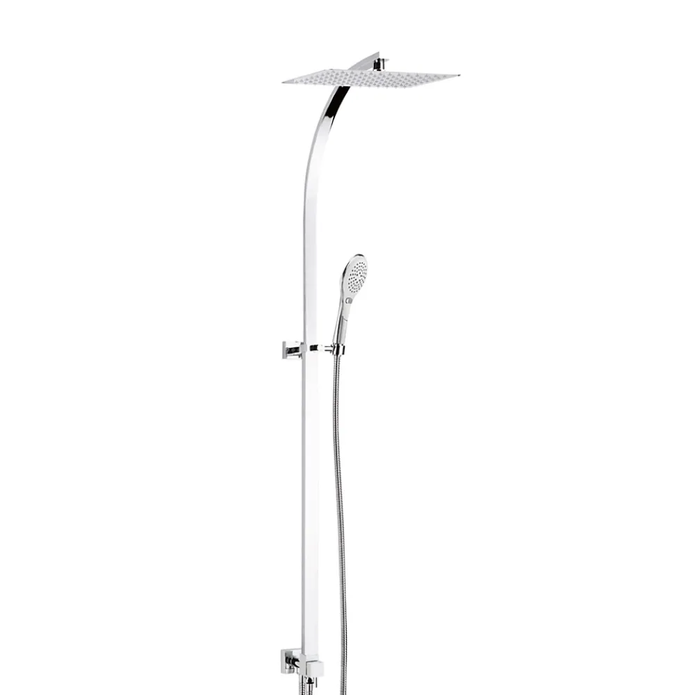 Valentin Colonne de douche thermostatique avec pomme de tête, douchette et flexible, chrome, Inouie