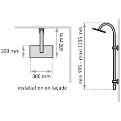 Valentin Colonne de douche thermostatique avec pomme de tête, douchette et flexible, chrome, Inouie