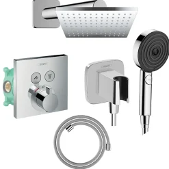 Colonne De Douche Encastrable|Hansgrohe Colonne de douche thermostatique ShowerSelect E Douche de tête Vernis Shape Flexible Designflex Douchette Pulsify chromé