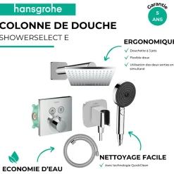 Colonne De Douche Encastrable|Hansgrohe Colonne de douche thermostatique ShowerSelect E Douche de tête Vernis Shape Flexible Designflex Douchette Pulsify chromé
