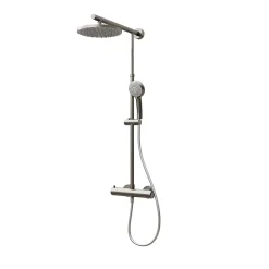Colonne De Douche Thermostatique|Schulte Colonne de douche thermostatique avec pommeau + douchette + flexible + barre réglable, coloris inox, Rain