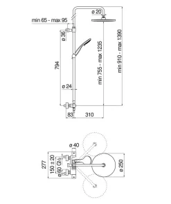 Robinet De Douche|Nobili Colonne de douche thermostatique TONDA - Coloris : PVD miele brossé
