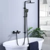 Homelody Colonne de Douche Thermostatique Noir Ensemble de Douche Robinet Cascade pour Baignoire Laiton Set de Douche Hauteur Réglable