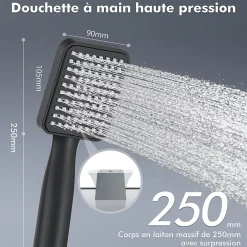 Homelody Colonne de Douche Thermostatique Noir Ensemble de Douche Robinet Cascade pour Baignoire Laiton Set de Douche Hauteur Réglable